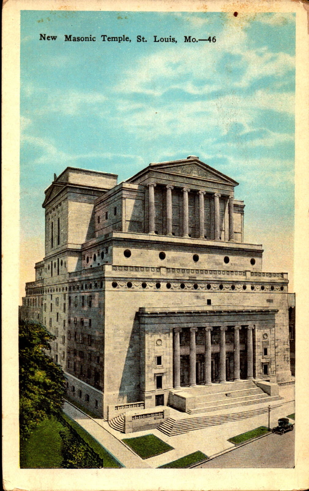 Postcard New Masonic Temple St. Louis Mo. 1928.